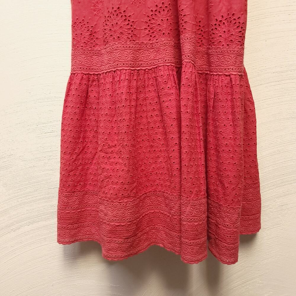 ALICE + OLIVIA Levine Smocked Waist Cotton Linen Blend Midi Dress Size 10 Red - Picture 7 of 14
